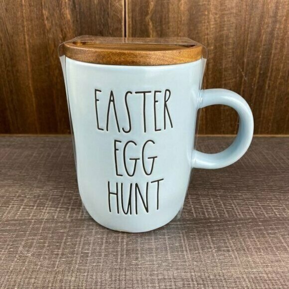 Rae Dunn Other - Rae Dunn Easter Egg Hunt Pottery Coffee Mug Blue with Coaster Cover  New